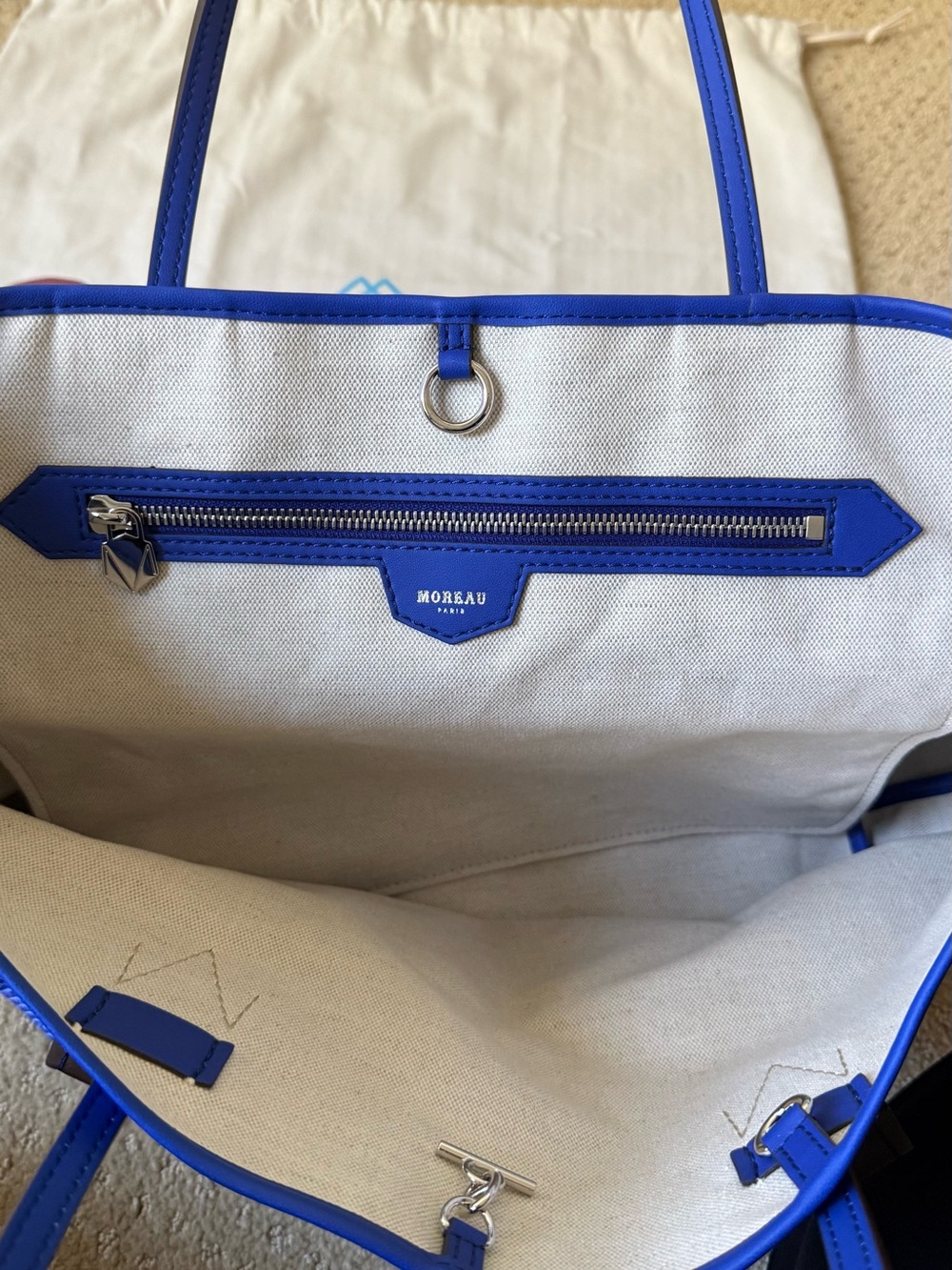 Moreau Paris St Tropez MM Tote Bag in Deep Blue - Picture 9 of 11